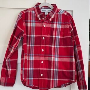 VGUC Old Navy Kids Vibrant Red Plaid Button-Down Shirt Size M-8